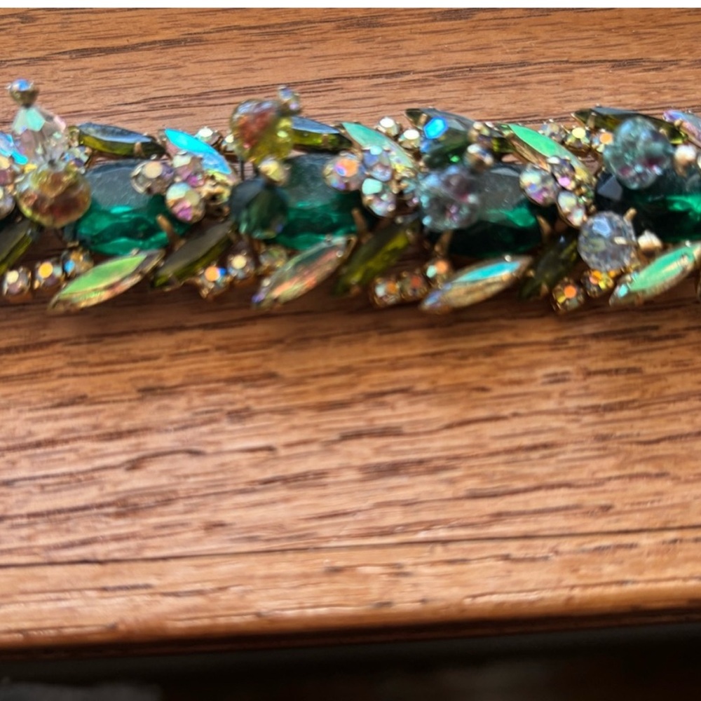 Exquisite  Vintage Bracelet Rhinestone Encrusted Mixed Media READ Description